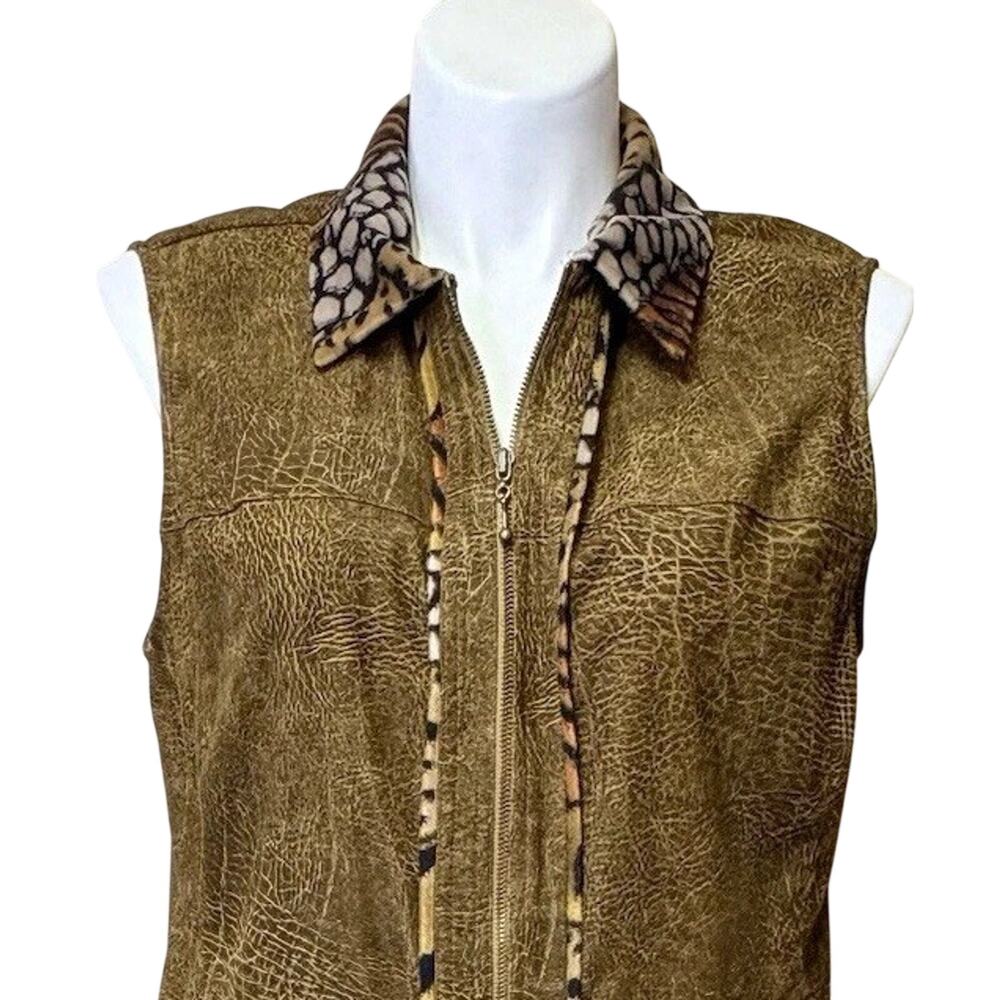 Nancy Bolen City Girl Western Set 2 pc Faux Suede Animal Print Pants Set Size 18